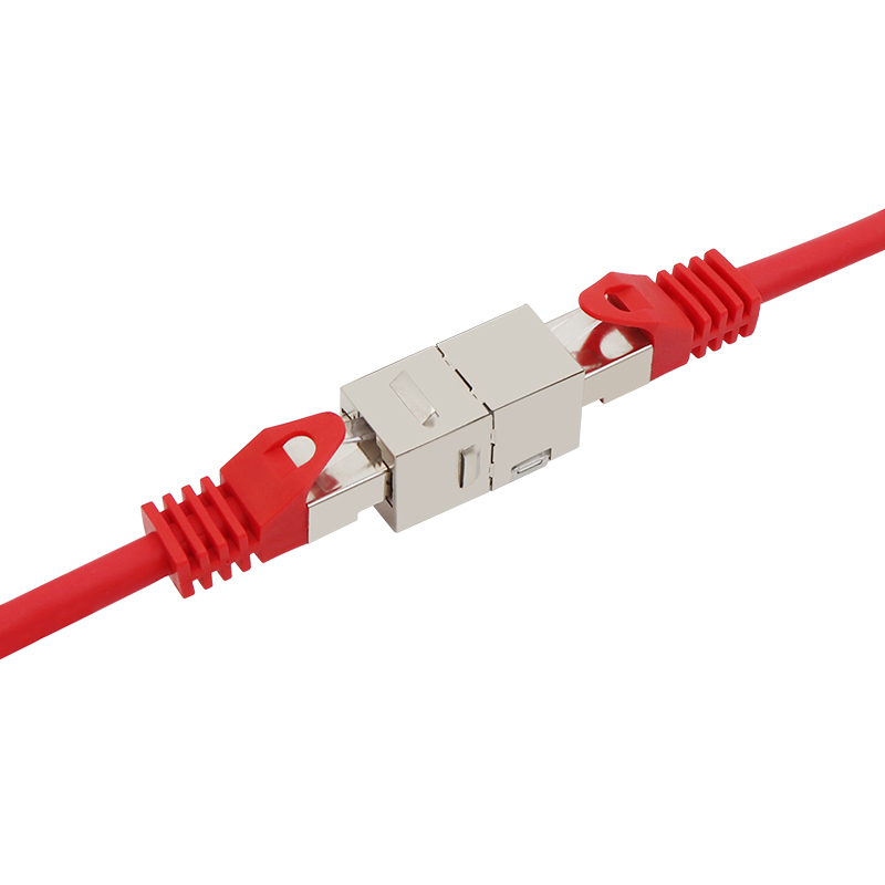 CAT6A Экранированный 180-градусный линейный соединитель RJ45 с внутренней резьбой Keystone Jack